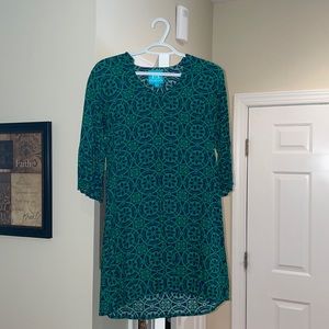 Green and blue swing dress